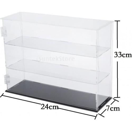 Acrylic Display Case 3 Tier Display Riser for Action Figures Dolls Models Display Toys Desk Dustproof Box Container