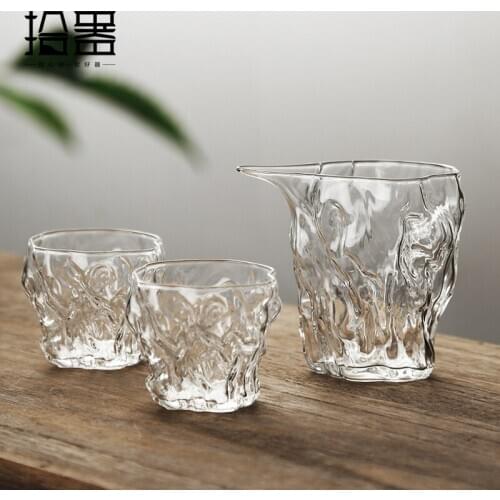 Japanese-style fair cup heat-resistant glass hammer pattern tea separator tea leak accessories tea cup set male cup uniform cup