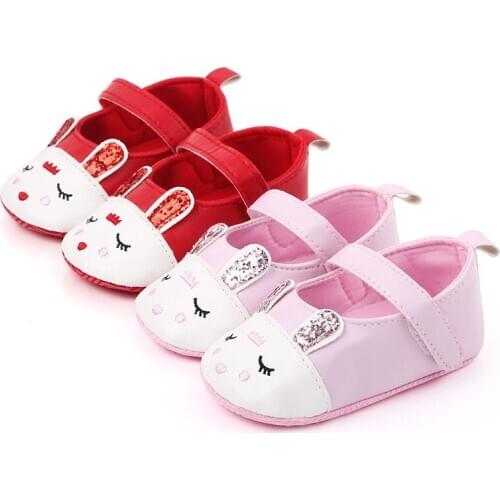 Newborn Baby Girls Shoes Cartoon Rabbit Infant Shoes For Girls Soft Sole Antiskid Baby Moccasins First Walkers F138