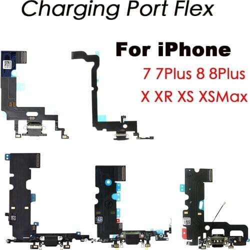 New Lightning Charging Dock Port Dual Microphone Flex Cable Replacement For iPhone 7 7Plus 8 8Plus X XR XS Max