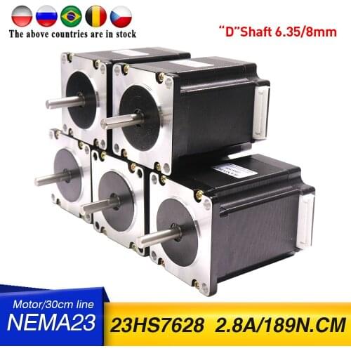 5pcs Nema 23 Stepper Motor 57 Motor 189N.cm 269oz.in 2.8A 76mm 23HS7628 57 Stepper Motor 4-lead for CNC Milling Machine