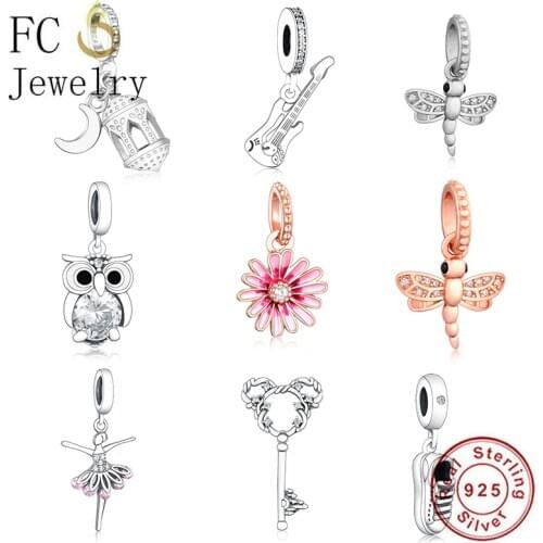 FC Jewelry Fit Original BrandCharm Bracelet 100% 925 Silver Bear Head Mickey Shape Key Zirconia Bead For Making Women Berloque
