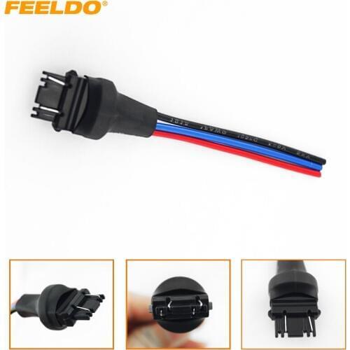 FEELDO 1PC Car 3157/3057/3155/3357/3457/3757/4057/4157/W2.5X16Q Lamp Bulb Male Jack Plug Connector With Wire