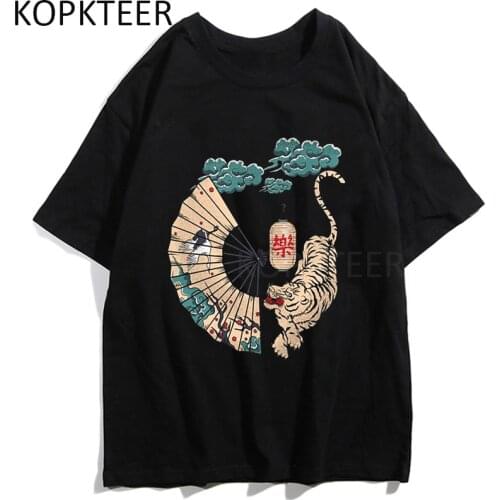 The Japanese Tiger Harajuku T Shirts Men Women Ullzang Casual Streetwear Casual T-Shirts 2021 New Fashion Funny Cotton Top Tees