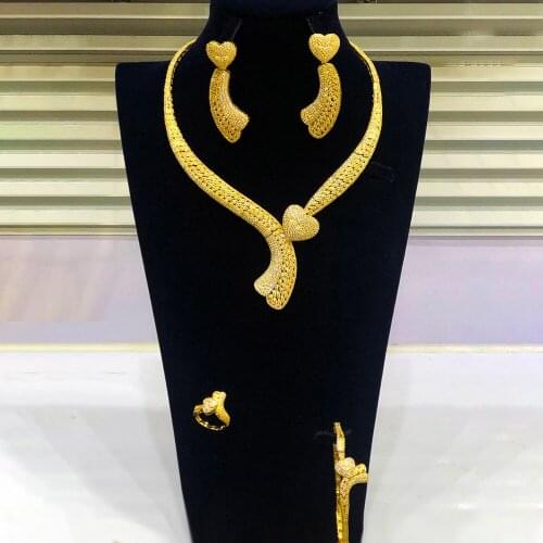 Trendy Luxury African Heart Love Jewelry Sets For Women Wedding Cubic Zirconia CZ Dubai Bridal Jewelry Set Dance Party gift