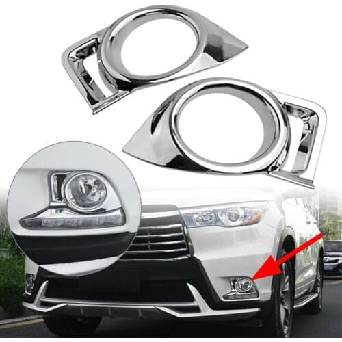 Chrome ABS Car Front Fog Light Lamp Cover Trim 2Pcs For Toyota Highlander 2014 2015 2016