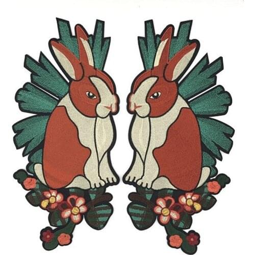Large Cutie Rabbits Sew On Iron On Patches DIY Embroidered Applique for Decoration Clothing Accessory Stickers