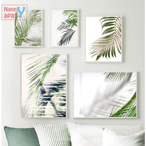 Sunlight Shadow Nordic Poster Green Leaves Plant Wall Art Canvas Painting Hd Printed Pictures for Living Room Home Decoration