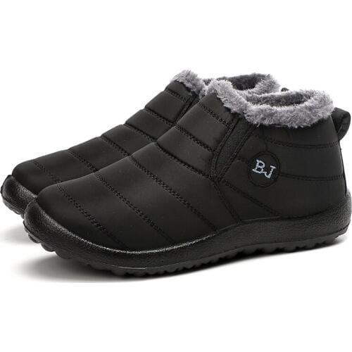 New Fashion Men Winter Shoes Solid Color Snow Boots Plush Inside Antiskid Bottom Keep Warm Waterproof Ski Boots Size 35 - 46