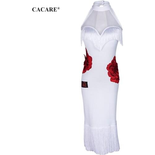 CACARE Latin Dance Dress for Women Salsa Latin Dress Fringe Latin Dance Competition Dresses D0698 Tassel Hem Appliques