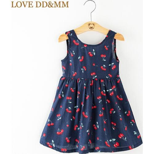 LOVE DD&MM Girls Clothing Dresses 2020 Summer New Girl Fashion Sweet Simple Cartoon Cherry Dress