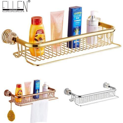 Luxury crystal brass gold bath shampoo holder towel hooks Bathroom Accessories bath hardware EL7089