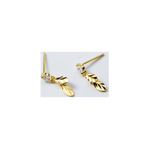 1pair Authentic Real 100% 925 Sterling Silver Fine Jewelry White CZ Leaf Branch Tassel dangle Earrings gtle2245