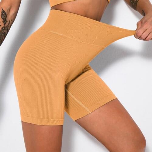 SALSPOR Seamless Screw Thread Women Yoga Shorts Sports Running Push Up Buttock Tight Shorts Woman Fitness Cycling Pants