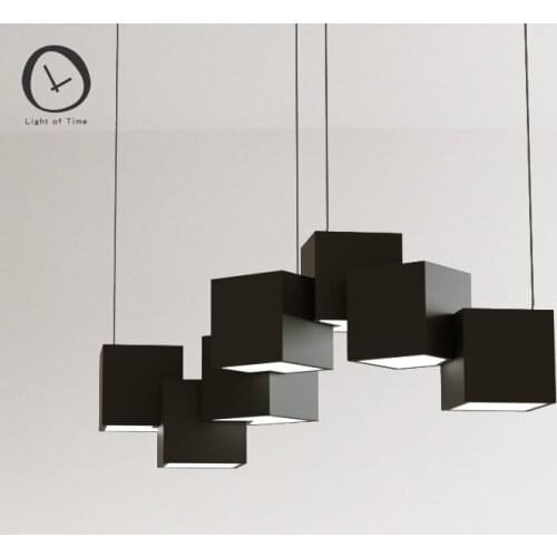 Modern Cube Pendant Lights Chandelier For Bedroom Study Living Room Kitchen Interior Engineering Line Hang LED Creative Design