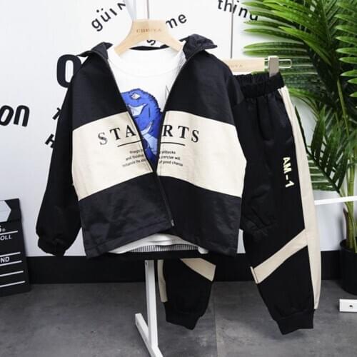 Boys spring Clothes Toddler Kids Baby Boy Letter coat+t-shirts+pants Outfits Clothes Set Childrens suit 3-9years High Quality