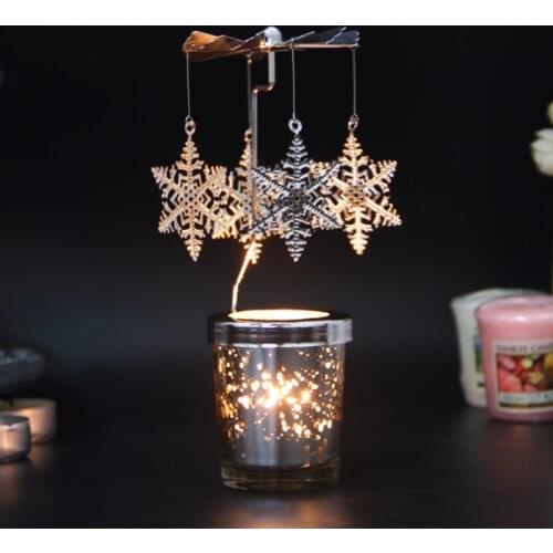 Christmas Rotating metal candlestick Hot Spinning Rotary Metal Carousel Tea Light Candle Holder Stand Light Xmas Ornaments