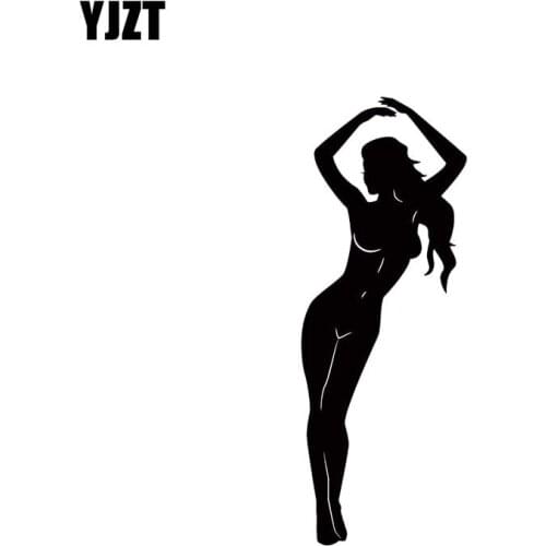 YJZT 5.1*13.6CM Sexy Girl Naked Silhoutte Fashion Style Car Sticker Vinyl Decal Black/Silver Cartoon Design C20-0774