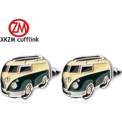 XKZM Jewelry French shirt bus cufflink for mens brand Train Cuff link Luxury Wedding Button silvery High Quality
