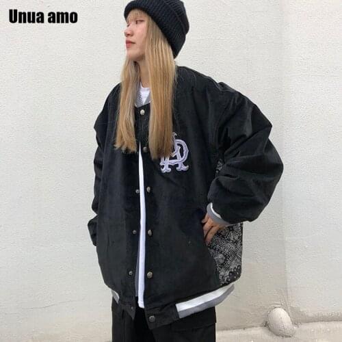 Unua amo 2021 Spring Autumn Baseball Uniform Jackets For Women Fashion Streetwear Letter Embroidery Bomber Jacket Woman Coat