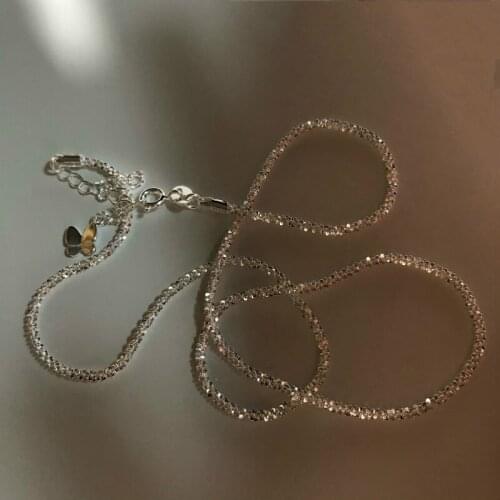 Super Flash Bling Bling Silver Color Womens Chain Necklace Charm Short Chain Choker Necklace Cocktail Party Fine Jewelry Gifts