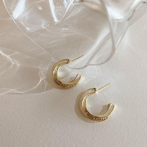 2021 New Arrival Hoop Earrings Fashion Classic Metal Round Women Earrings Retro French Zircon Oil Dripping Twisted Earrings