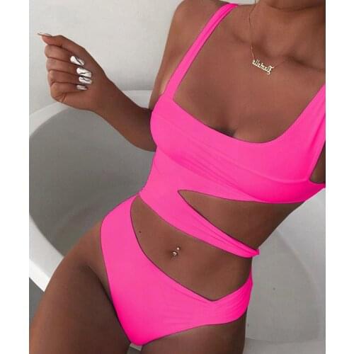 High Waisted Bathing Suit Women One Piece Sexy Bandage White Cut Out Swimsuit Push Up Swimwear Monokini Swimming Suit Women