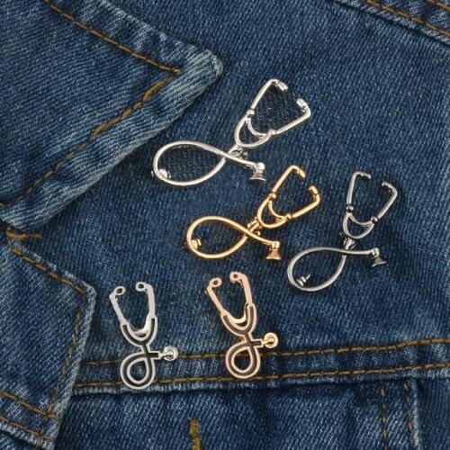 5 Styles High Quality Medical Stethoscope Brooch Men Women Doctors Nurses Enamel Badge Lapel Pin Boy Girl Jackets Backpack Badge