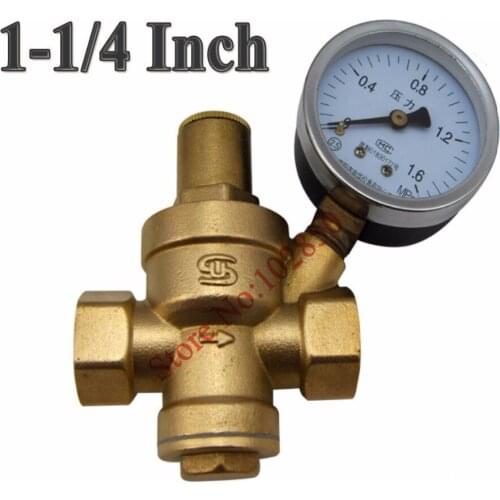 /1/4" Brass Water Pressure Reducing Valve with Pressure Gauge,Brass H59,Long life and great performance