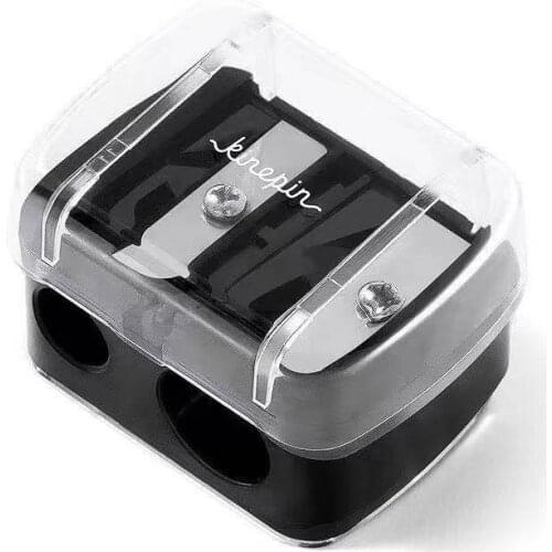 1PC for sharpening eyebrow+eye+lip liner pencil Mini sleeve Double Holes Pencil Sharpener with container blacklead Makeup Tools