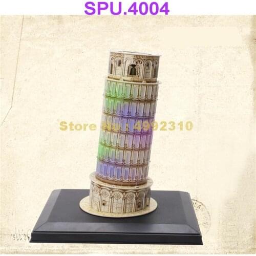 15pcs World Famous Architecture Leaning Tower Of Pisa With Led 3d Paper Puzzle Toy