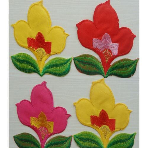 20 pieces 10cm*12cm costumes embroidery trumpet flower patch decals Coat fashion grass leaf embroidered Patch sticker