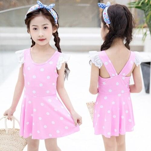 2021 New Fashion Childrens Swimsuit 2-4 Years Old Baby Girl Seaside Vacation Polka Dot Cute Skirt Swimsuit