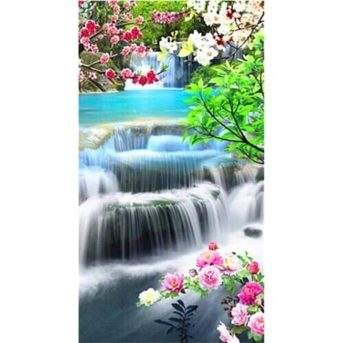 5D Diy Diamond Painting Landscape Full Drill Embroidery Waterfall Home Decoration Mosaic Handmade New Year Gift