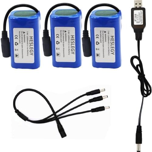 7.4V 12000mAh high capacity Battery with USB Charger For T188 T888 2011-5 TH88 CF18 C18 RC High Speed RC Bait Boat Fishing Boat