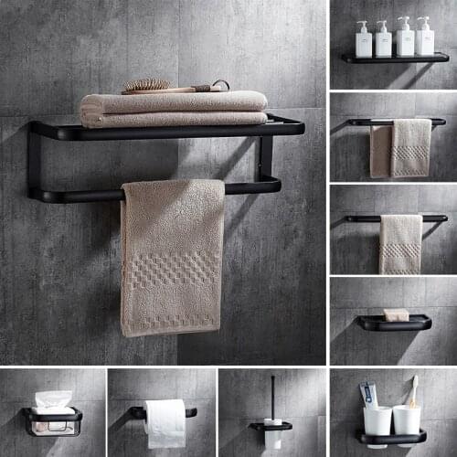 Bathroom Accessories, Corner Shelf,Towel Rack,Paper Holder,Towel Bar,Soap Basket,Towel Rail Black Oil Brushed Bathroom Hardware