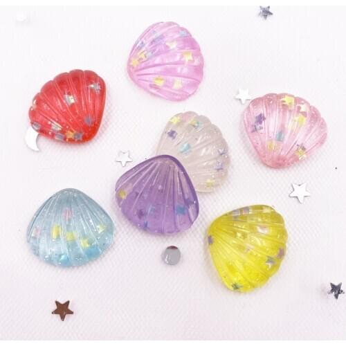 New 12PCS AB Resin Shiny Star Shell Flatback Rhinestone Scrapbook DIY Wedding Applique Ornament Crafts SG86