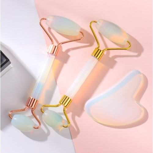 Double-Headed Opal Stone Roller Massager Gua Sha Board Natural Stone Roller Facial Slimming Chin Facial Skin Care Beauty Tool