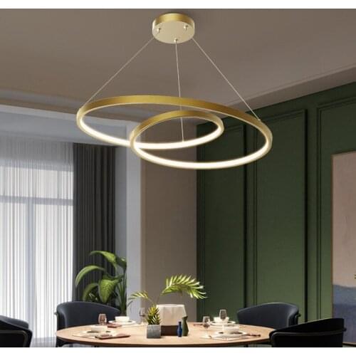 Post modern copper light luxury living room chandelier simple LED dining room lighting creative personality atmosphere bedroom