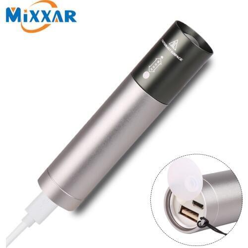 Dropshipping LED flashlight T6 Portable light 3 modes zoomable Bicycle Light USB Charging Build-in 18650 battery camping lantern