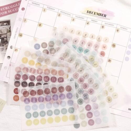 Fromthenon 365 Days Sticker for 2022 Full Year Gradient Color Round Label Stickers Planner Weekly Daily Schedule Mark Stationery