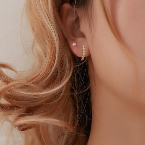 GorGor Clip Earrings Women 925 Sterling Pattern Mosaic Zircon Gold Plated Small Simplicity Engagement Trendy Jewelry 60202330706