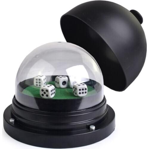 KTV Bar Electric Cup Plastic Transparent Cover Automatic Dice Roller Cup Battery Powered Anti-cheating With 5pcs #13 White Dice