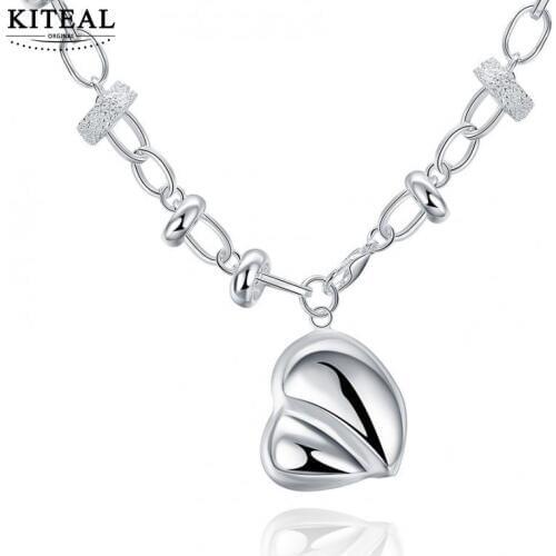 KITEAL aliexpress silver color Maiden pendant necklace Peach Heart Pendant simple style collane Factory Wholesale