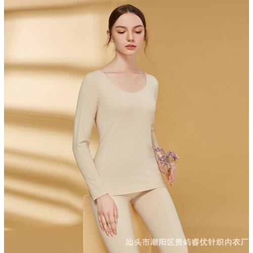 Plush Non Trace Warm Underwear Set Womens Plush Thick Hot Autumn Thin Style with Constant Temperature In Winter