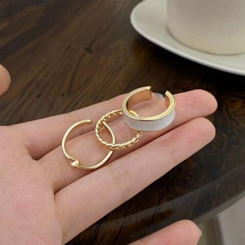 Vintage Design Gold Color Round Rings Set For Women Fashion Twist Open Ring Joint Ring Female Jewelry