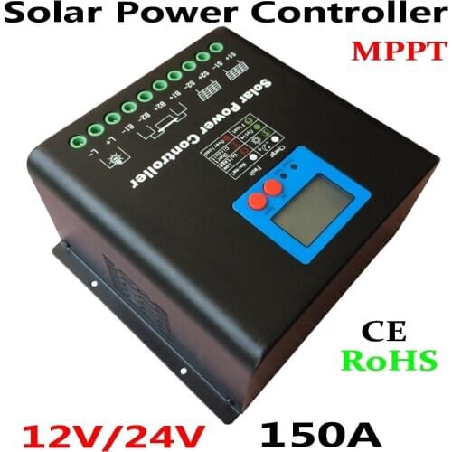 150A 12/24V MPPT Solar Charge Controller with LED Display, Auto-Identification Voltage, MCU design with Excellent performance