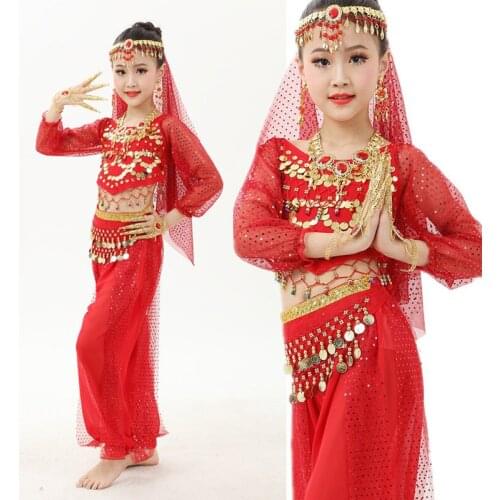Girls Belly Dance Costumes Children Oriental Dance Clothing 2PCS/Set Kids Belly Dancing Bollywood Indian Performance Dancewear