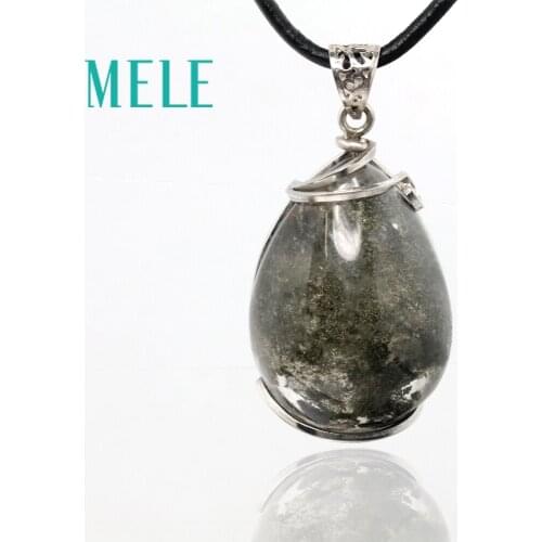 MELE natural green ghost phantom garden crystal pendants for women and man,22X31mm water drop shape with beautiful landscape