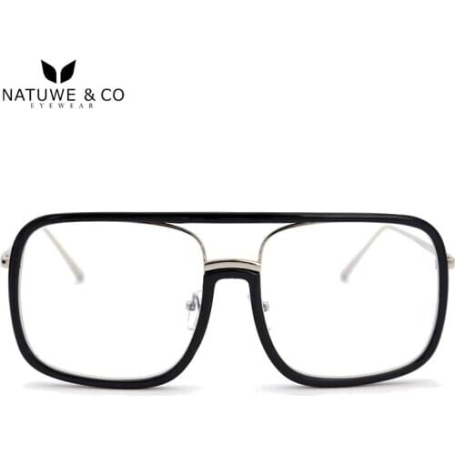 Natuwe&Co Large Big Oversize Square Plastic Metal Glasses Frame Retro Full-rim Men Women Eyeglasses